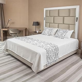 Ambesonne Calligraphy Bed Runner Set, Names of Cities in World Amsterdam New York Beijing London Vienna Madrid, Decorative Bedding Scarf and 2 Pillow Shams for Hotels Homes, King, Grey and White image