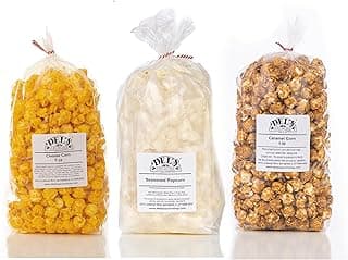 Del's Popcorn Variety Pack (Three Pack) - Gourmet Popcorn Gift Set (Cheese/Caramel/Seasoned)