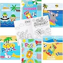 Dvbonike 24Pcs Summer Beach Coloring Books Including Watermelon Pineapple Coconut Flamingo DIY Art Drawing Patterns Pool Birthday Party Favors Gifts Home School Activity Supplies for Kids Boys Girls image