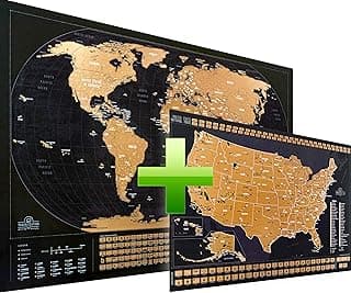 Travelization XL Scratch Off Map of The World with Flags (36 x 24) + Deluxe U.S. National Parks Map (24 x 17) Set