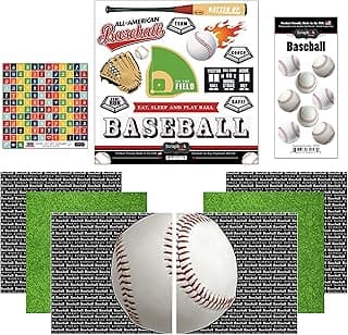 Scrapbook Customs Themed Paper and Stickers Scrapbook Kit, Go Big Baseball, 12 inch by 12 inch image