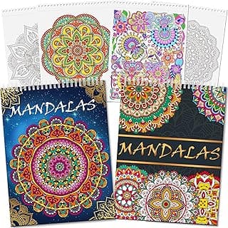 Elfew 2 Pack Mandalas Coloring Books for Adult, 80 Original Mandala Patterns and Designs, Coloring Book for Adults Relaxation, Adult Coloring Book Spiral Bound, Relaxation Books for Women image
